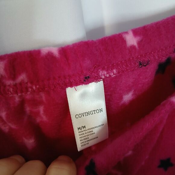 Covington Fleece Pajama Pants Elastic Waist Stars Pink PJs Intimates Womens Med - Picture 5 of 5